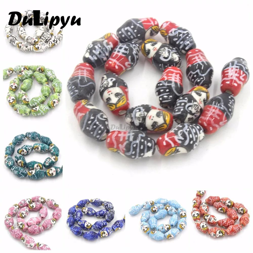 

40pc/lot 13.5*22mm, handmade China Porcelain Ceramic Beads Russian Doll for Bracelet & Necklace jewelry DIY making yn114