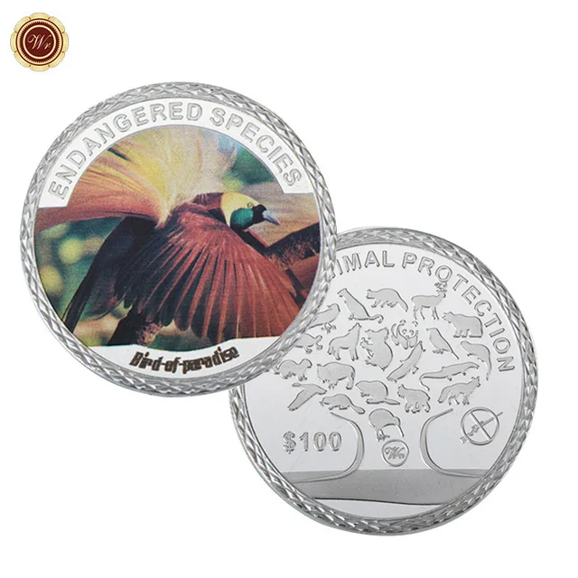 452 Wr Menacées Sauvage Vie Oiseau De Paradis Animal Mignon Pièce De Métal Festival Souvenir Cadeaux 9999 Argent Plaqué Cadeau Pièces