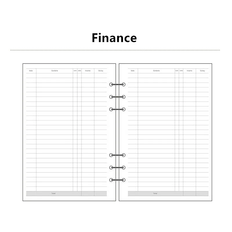 A5, A6, A7 блокнот с отрывным листом, заправка, спираль, переплет, планировщик, внутренняя страница, внутри бумаги, молочный, еженедельный, Ежемесячный план, чтобы сделать линию, точечную сетку - Цвет: Finance