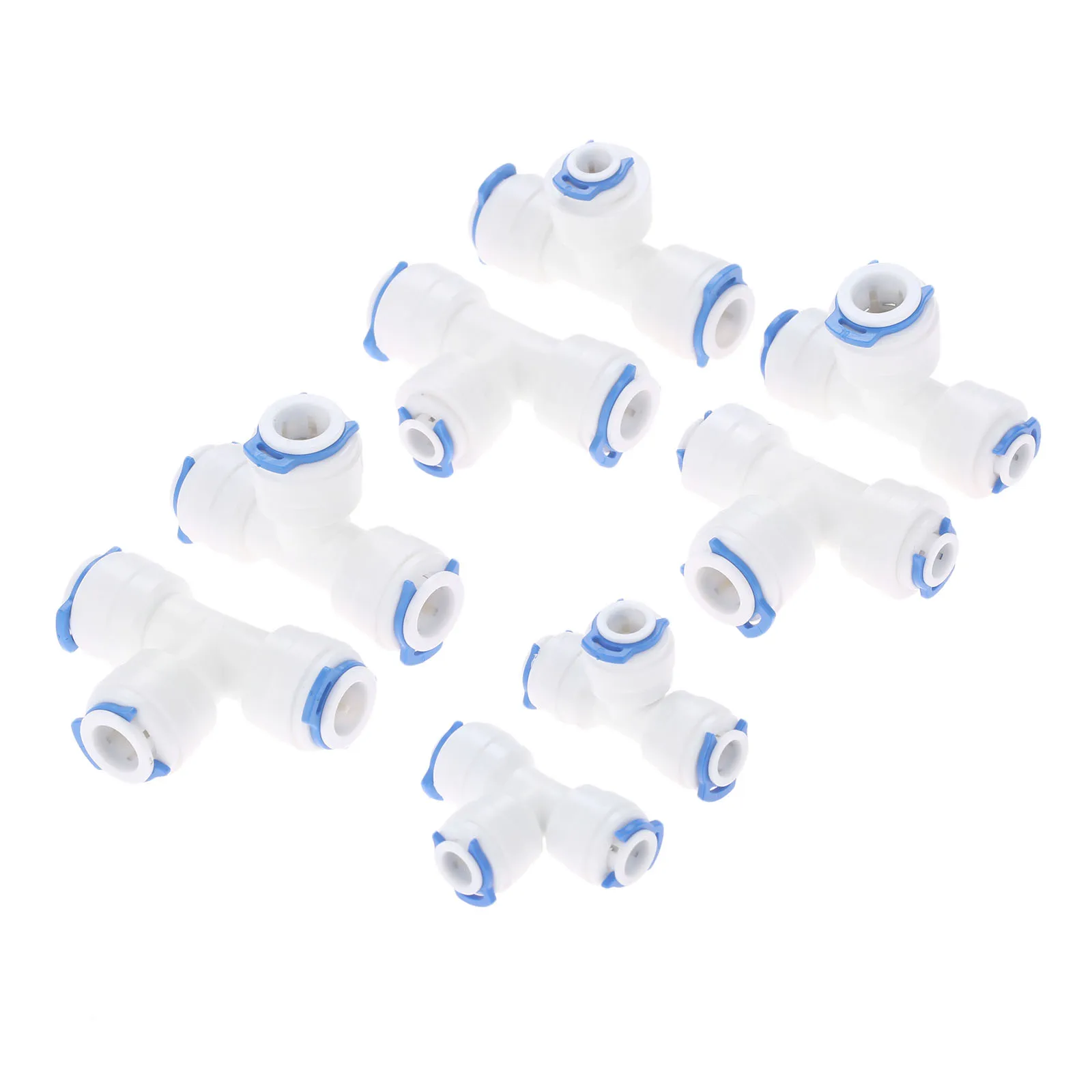2Pcs 1/4" 3/8" OD Hose Equal Connection Tee RO Water Pipe Coupling Connector T Type Reverse Osmosis Aquarium Quick Fitting