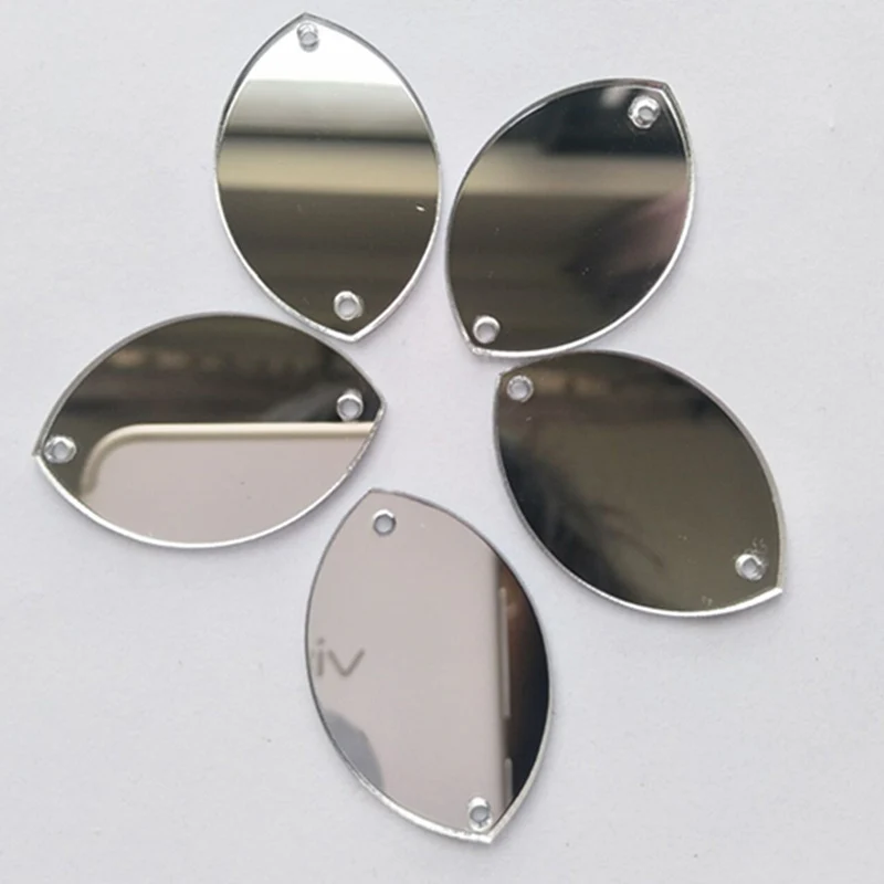 

Water Drop Shape 35*22mm Sew On Acrylic Mirror with Holes DIY Mirrored Rhinestones Beads for Dresses Decoration 30pcs