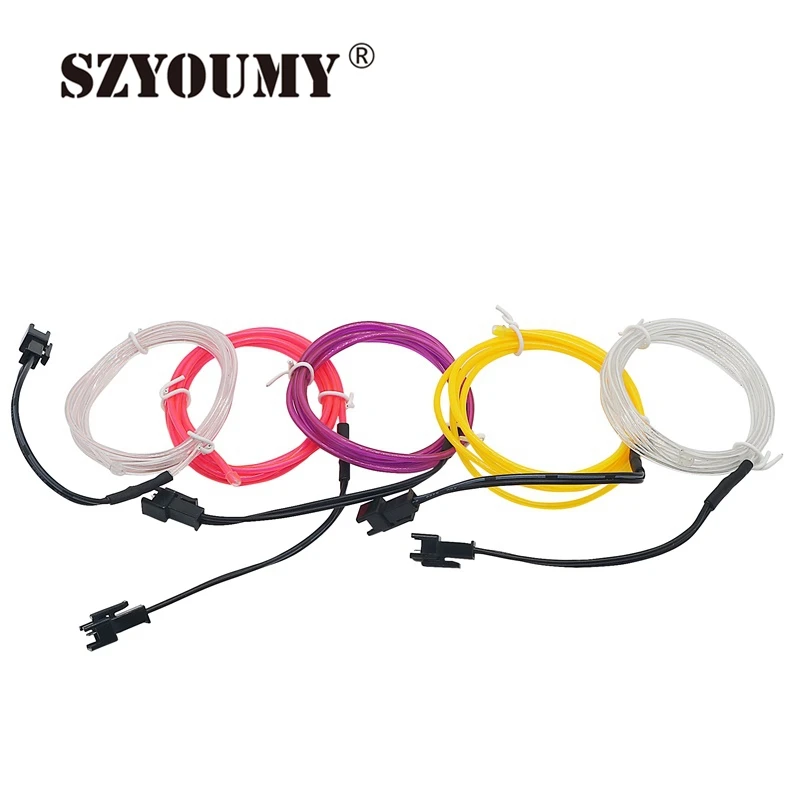 SZYOUMY 1 м/2 м/3 м/5 м Водонепроницаемый Светодиодные ленты неоновый свет свечение EL провода веревка Tube кабель + Батарея контроллер для украшения
