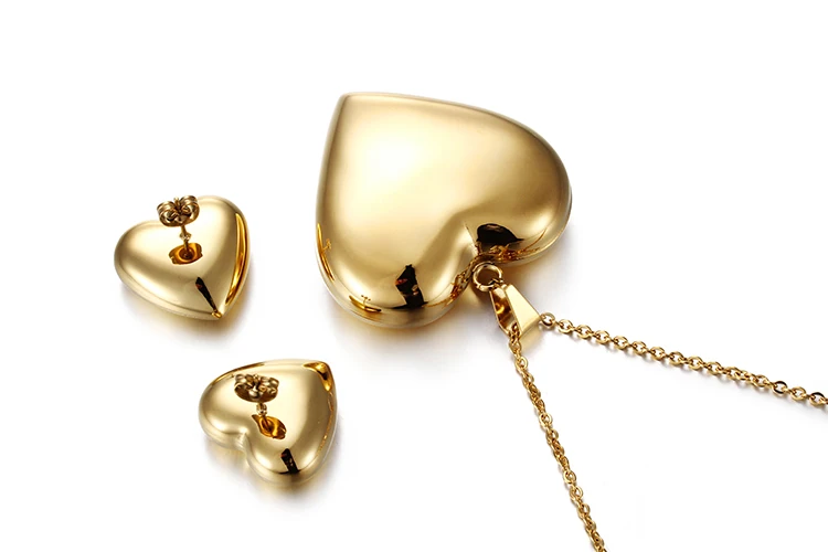 KALEN модный болгарийский золотой кулон в виде сердца из нержавеющей стали, ожерелье и серьги, ювелирный набор для девочек, женские вечерние аксессуары для выпускного вечера