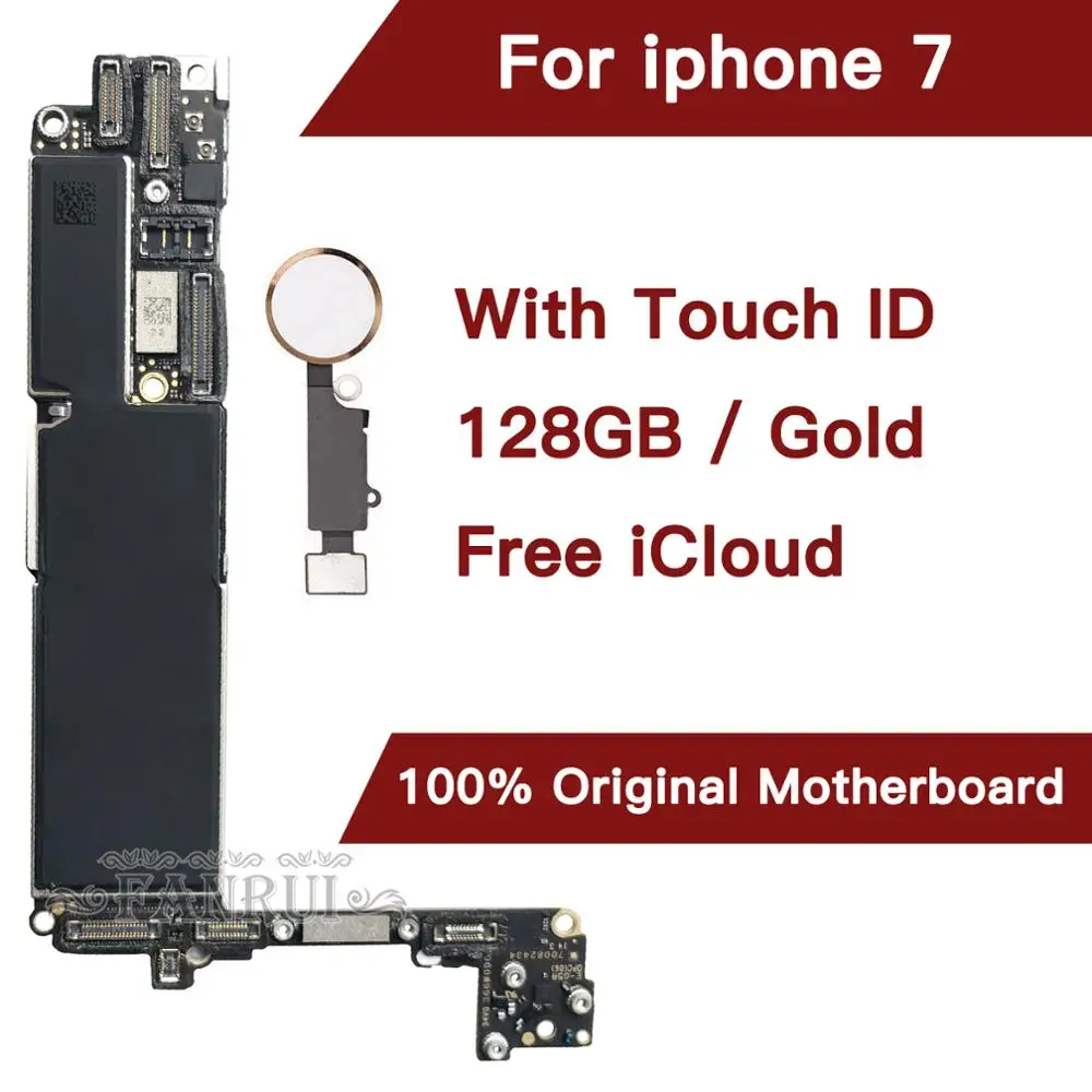 128gb Gold для iphone 7 4,7 дюймов материнская плата с Бесплатный iCloud, оригинальная разблокированная для iphone 7 материнская плата с Touch ID