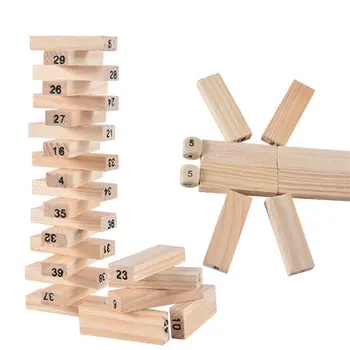 

54 Pieces Of Raw Wood Digital Children's Layered Building Blocks