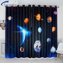 Senisaihon 3D Blackout font b Curtains b font Cartoon Space Milky Way Planet Pattern Thickened Fabric