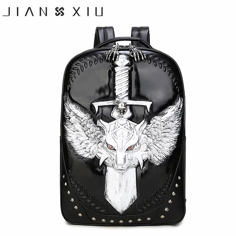 

2019 New Men Women's Backpakcs School Bag Hip-Hop Rivet Personality Animal Wolf Prints bags High Quality Luxury Famous Brand