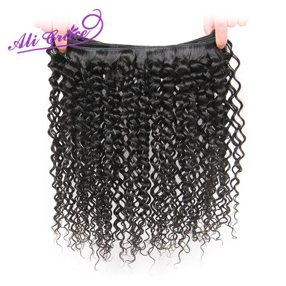 ALI GRACE HAIR Hair перуанские вьющиеся волосы плетение человеческих волос 1 шт. натуральный цвет пучки волос Remy 10-28 дюймов
