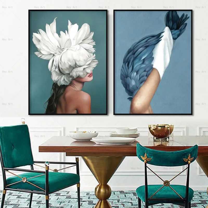 Wall art for home decor Picture Print portrait Women Canvas Painting Unframed prints feather Abstract Poster Wall art for home decor Picture Print portrait Women Canvas Painting Unframed prints feather Abstract Poster