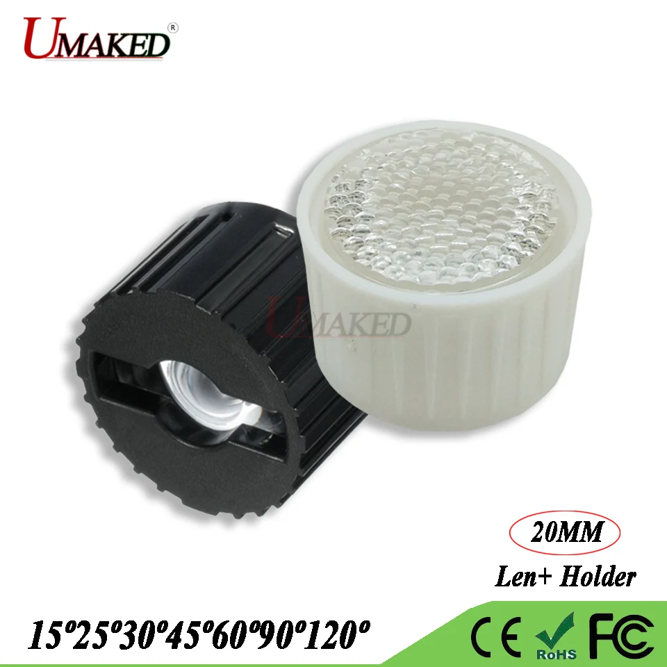 

20MM spherical surface LED lens with holder 15 25 30 45 60 90 120 degree led lens+bracket holder for high power 1W 3W 5W lamps