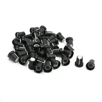 

40pcs 6mm Shaft Dia White Mark Ribbed Grip Potentiometer Knobs Caps