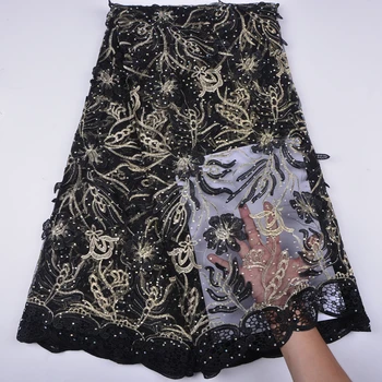 

Nigerian Lace Fabric Dubai Embroidered French Tulle Lace With Stones Fashion African Lace Fabric A1280
