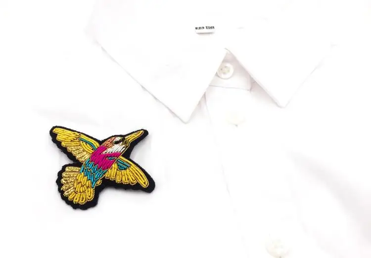 DIY 3D значки ручная вышивка птицы/животного Embroiderd металлической проволоки аппликация для пальто, брюки сумка брошь