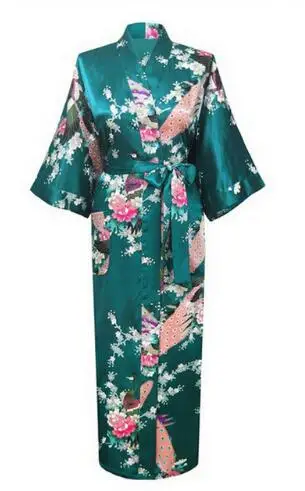 

Brand New Black Women Satin Kimono Robes Long Sexy Nightgown Vintage Printed Night Gown Flower Size S M L XL XXL XXXL A-045