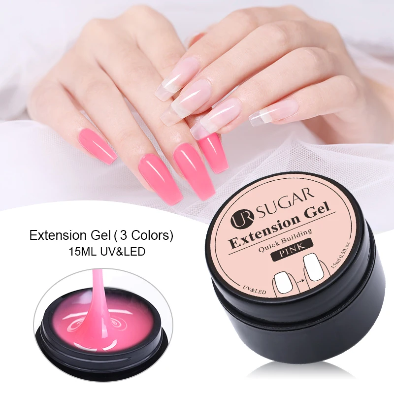 

UR SUGAR 15ml Quick Building UV Gel Polish Nail Tips Finger Extension Gel Clear White Pink Soak Off Nail Art Gel