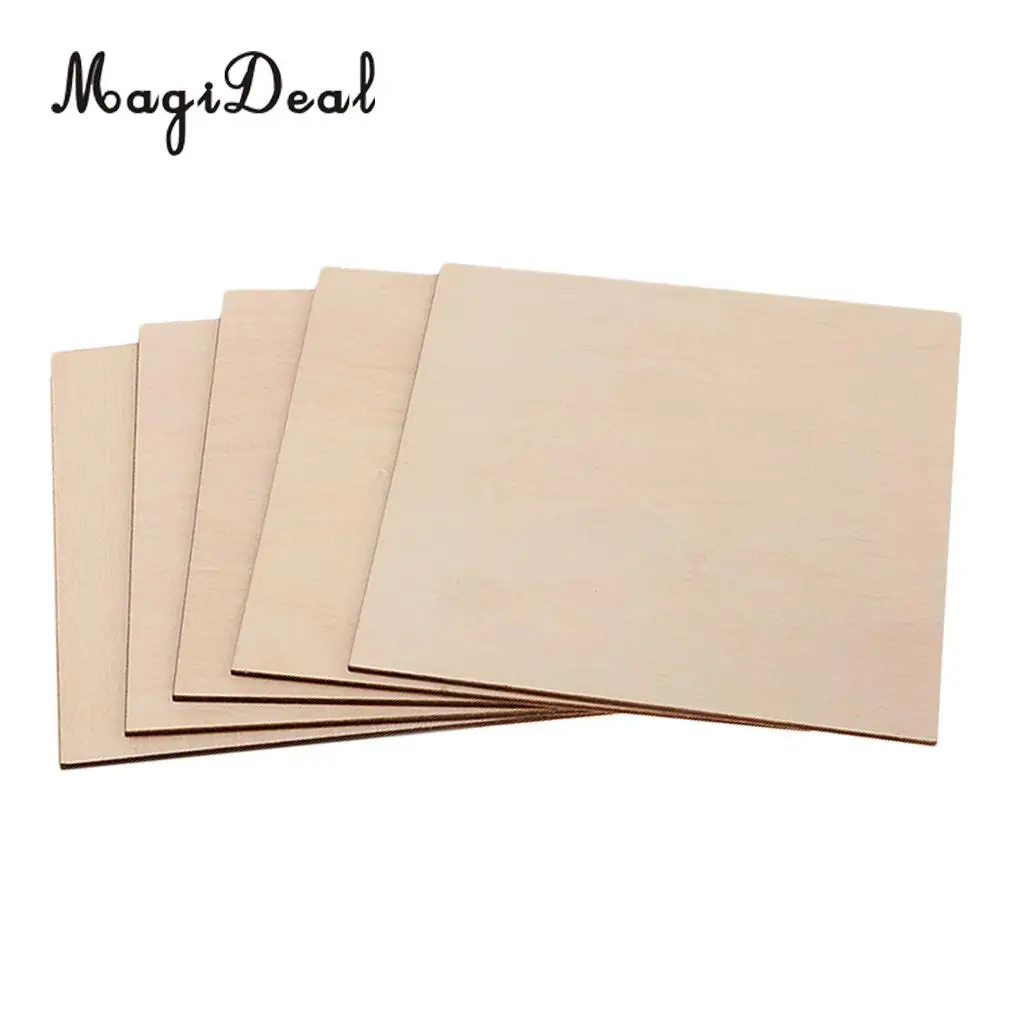 3 Sizes Square / Rectangle MDF Unfinished Wood Pieces Blank Plaque for DIY Woodwork Craft Pyrography Scrapbooking Building Model
