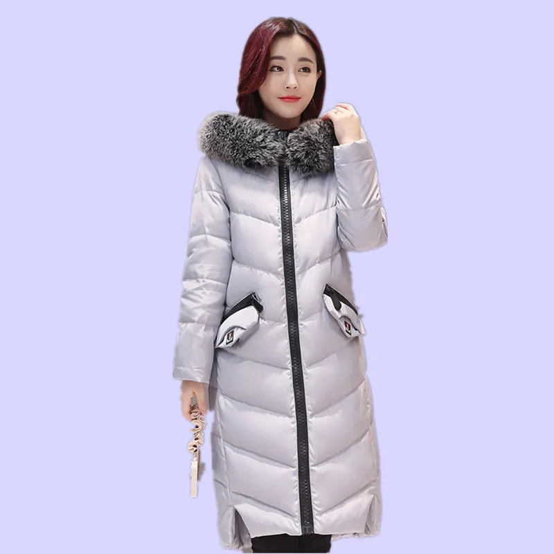 

Winter Women's Collar Cotton Long Slim Down Cotton Thickened Fashion Warm Simple and Generous Jacket Hot Sale
