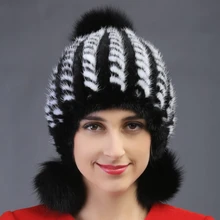На осень-зиму супер теплые прекрасные ушками женские зимние шапка рекс норки Рекс ананас cap леди платье Прекрасный меховая шапка волос ballfur