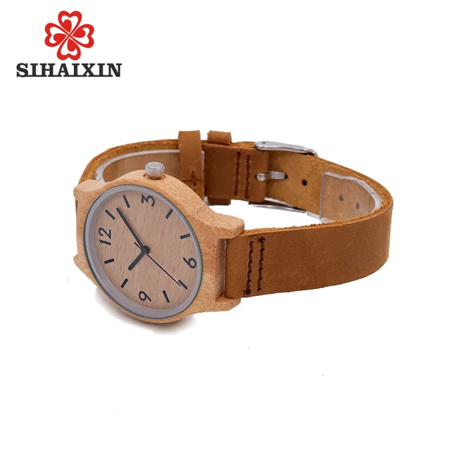 SIHAIXIN bamboo wood ladies watches brown leather quartz womens fashion watch to SIHAIXIN bamboo wood ladies watches brown leather quartz womens fashion watch to