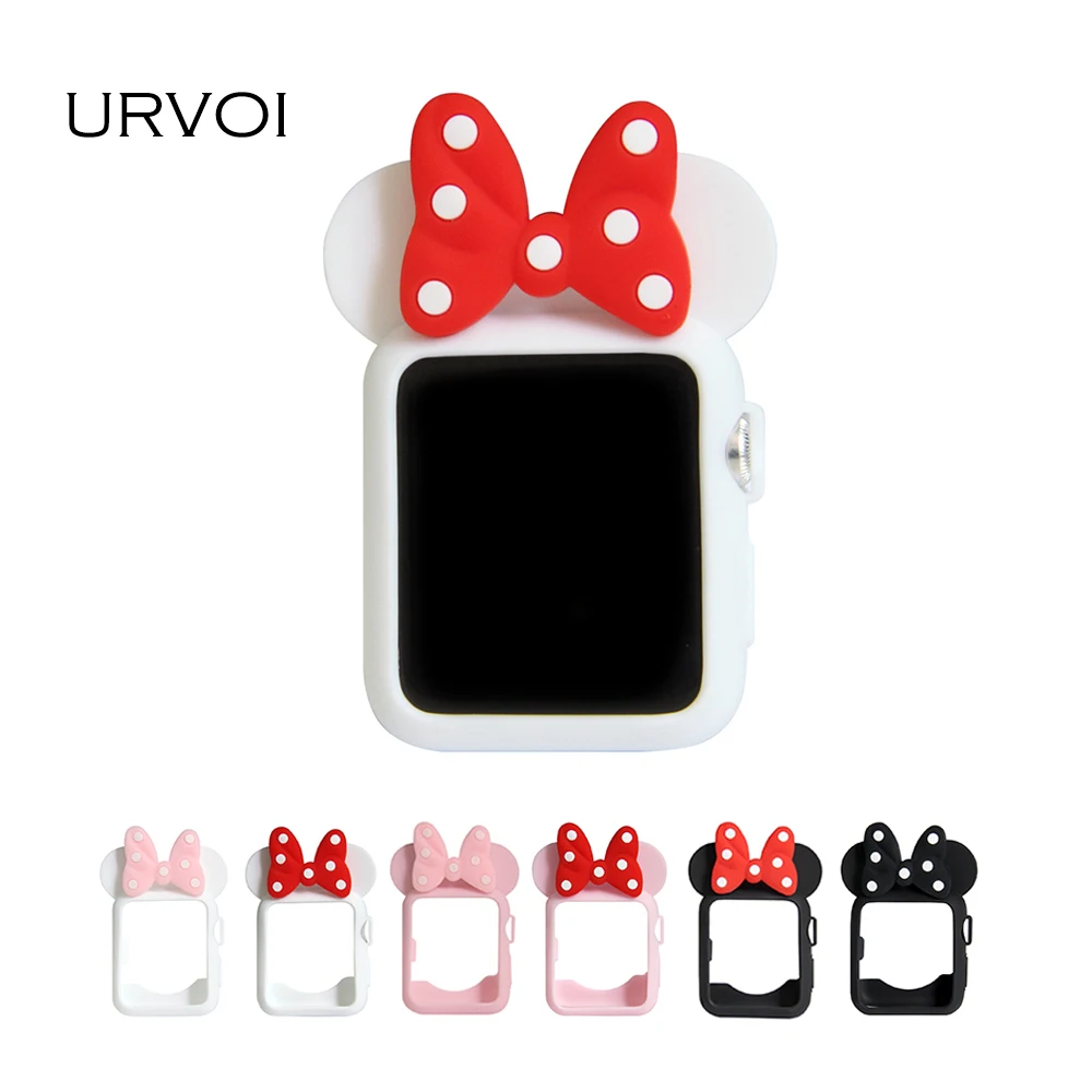 

URVOI Cover for apple watch case series 5 4 3 2 1 38mm 42mm strap protector for iWatch silicone cartoon cover for Minnie design