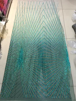 

Glued glitter African net lace 5 yards tulle mesh fabric best quality nigerian embroidery lace fabric