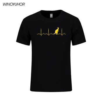 

Australia In My Heartbeat T Shirt Men Cotton O-neck Summer Style Short Sleeve T-shirt Funny Kangaroo Print Tops Tee