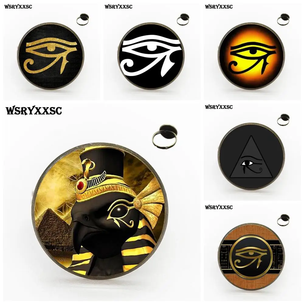 

EJ Glaze For Women High Quality Girls Cheap Fashion Jewelry With Glass Cabochon Bronze/Silver/Golden Rings Egyptian Eye of Horus