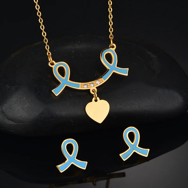 New Charms Inspirational Jewelry Breast Cancer Awareness Blue Ribbon