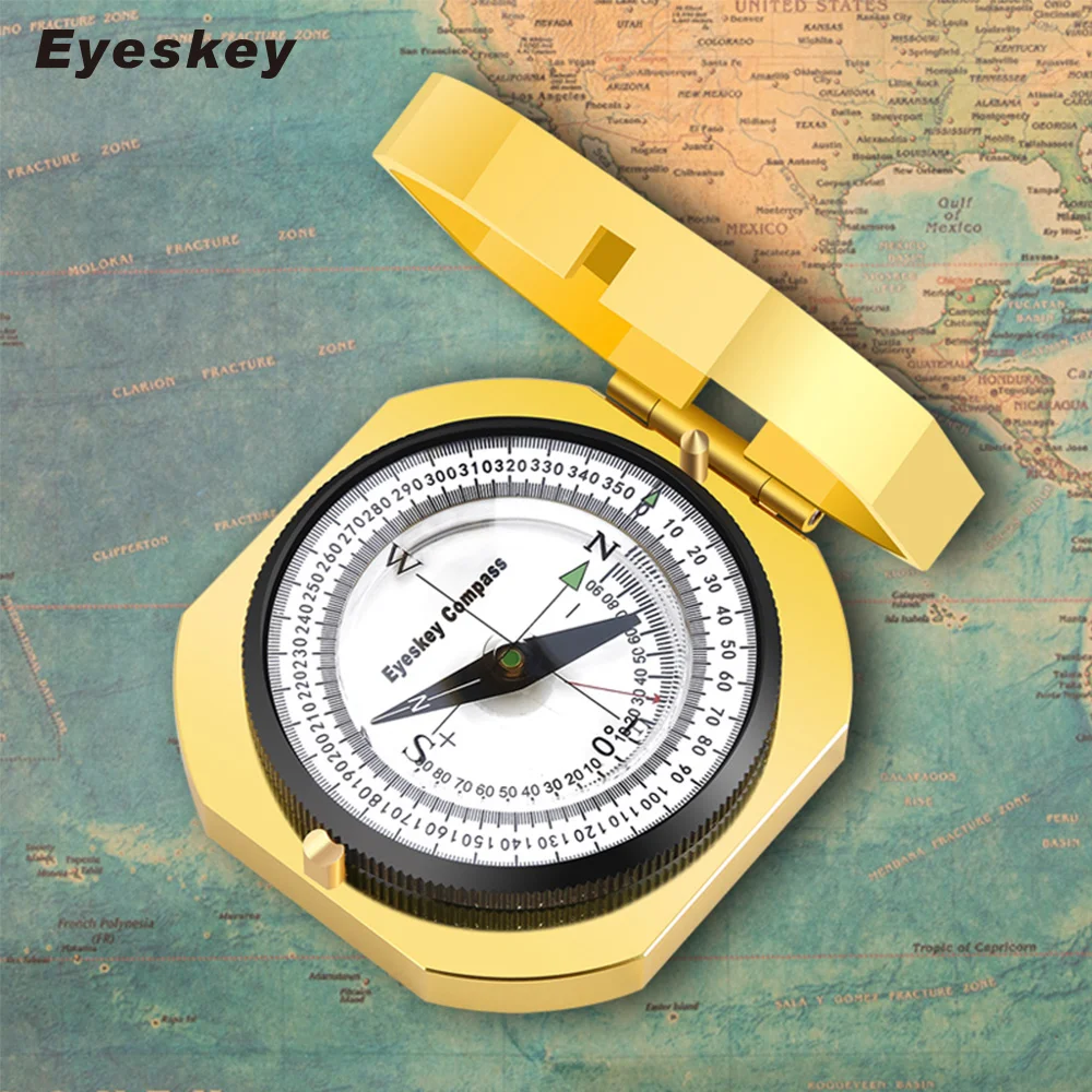 Металлический золотистый компас Eyeskey ручной легкий охотничий геологический