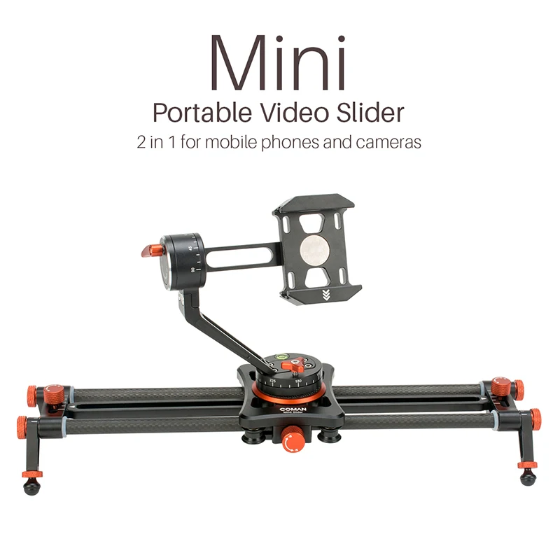 2 in 1 Mini Portable Phone Slider with Phone Holder Mount Camera Video Track Dolly Slider Rail System for Nikon Canon DSLR