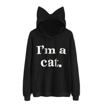 

Women Ladies Cat Long Sleeve Hoodie Jumper Pullover Tops Coat