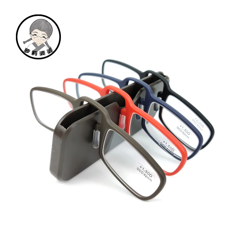 

Tr90 clip nose mini reading glasses magnifier for men SOS with card case can be customized in bulk