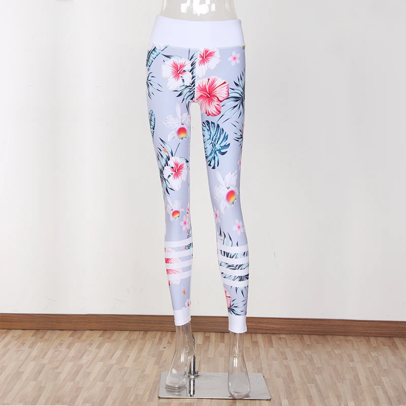 

2018 Flower Printed Yoga Pant Women High Waist Yoga Legging Sports Tight Fitness Pants Slim Running Leggings Sport Trousers Lady