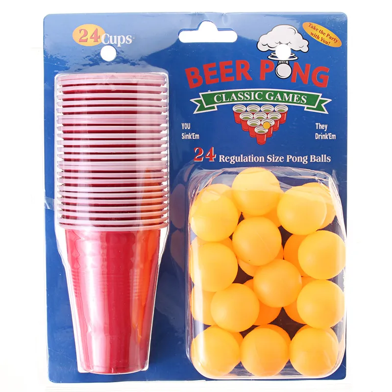 

New Event Supplies Beer Pong Kit Party Fun 24Cups 24 Balls For Adult Table Top Board Games Drinking Game Pub Bar BBQ Gift