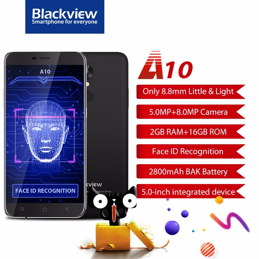Original BLACKVIEW A10 Smartphone Android 7 0 Quad core MTK6580A 1 3GHz 2GB RAM 16GB ROM