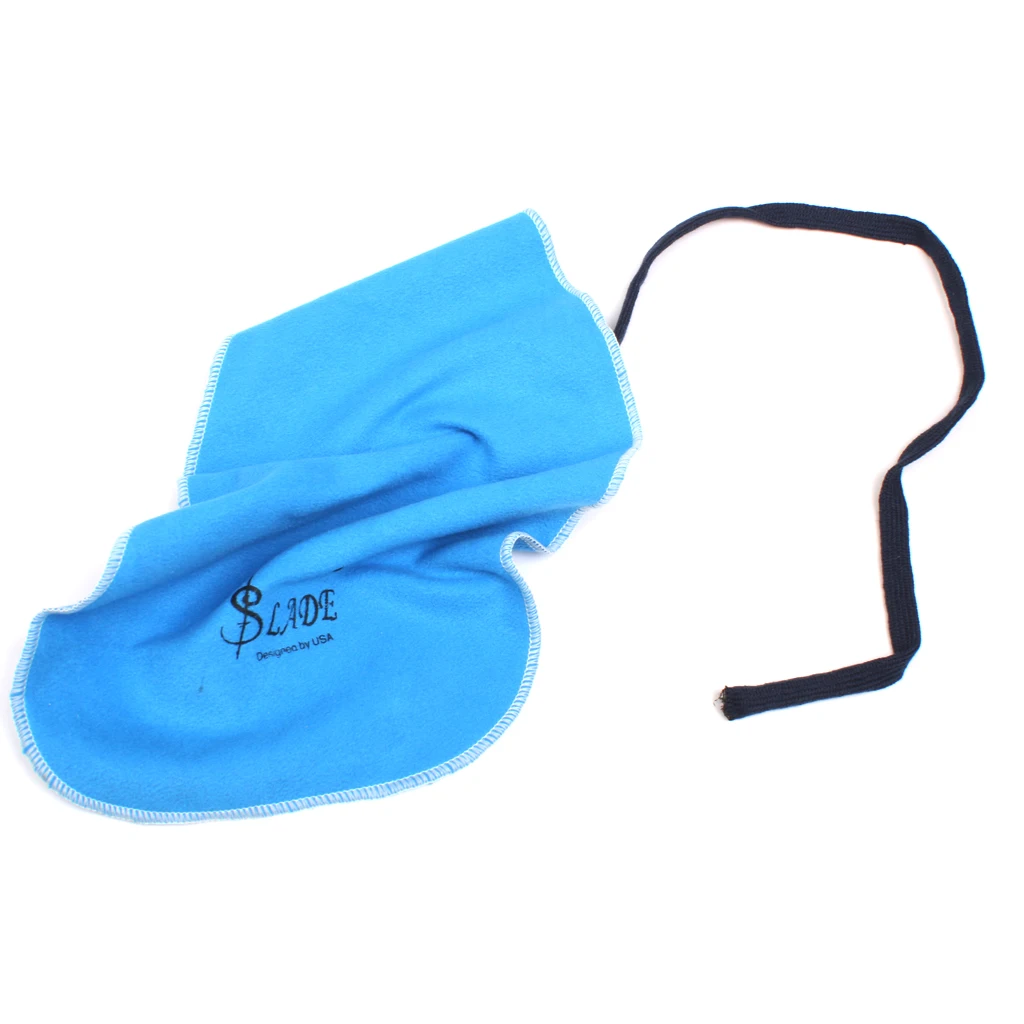 Pro. Cleaning Deerskin Cloth w.Strap for Flute Trumpet Sax Clarinet Blue Instruments Cleaning Cloth 