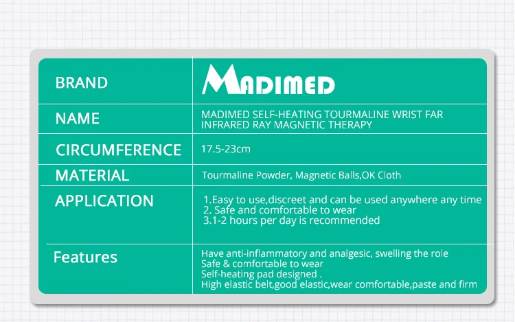 MADIMED Магнитные турмалин Отопление Запястье Поддержка стяжке защиты турмалин Отопление терапия средство наручные Поддержка Обёрточная