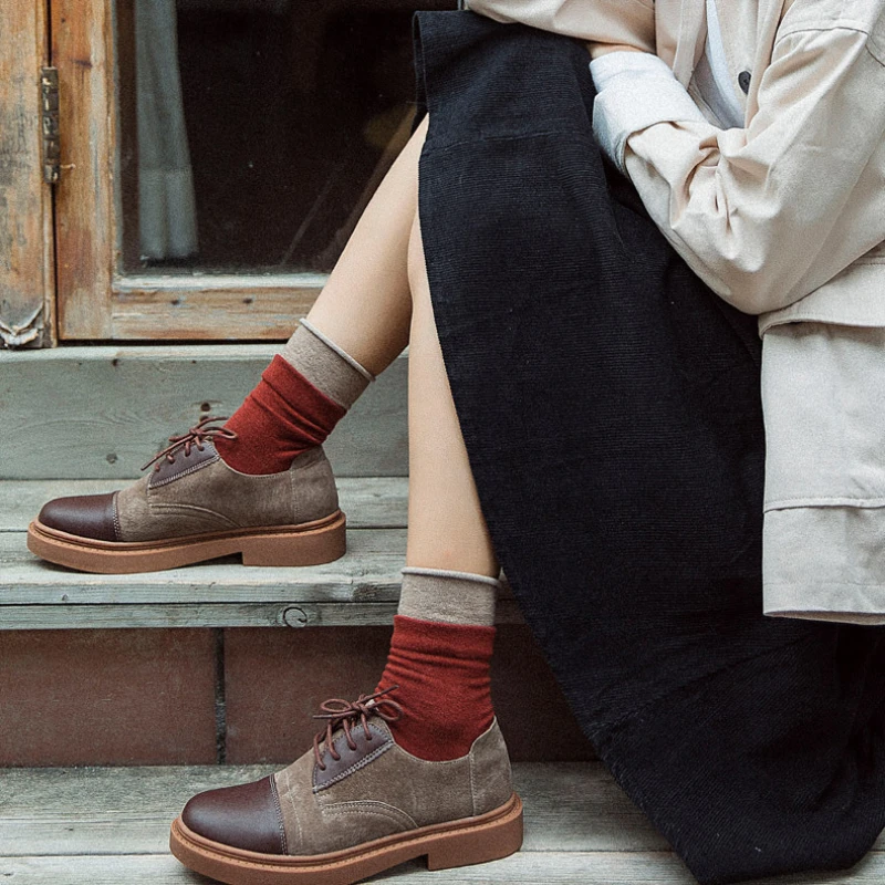 

Woman Socks 2019 New Spring Socks 4 Pairs Cotton Color Women Fashion Patchwork Breathable Socks For Women