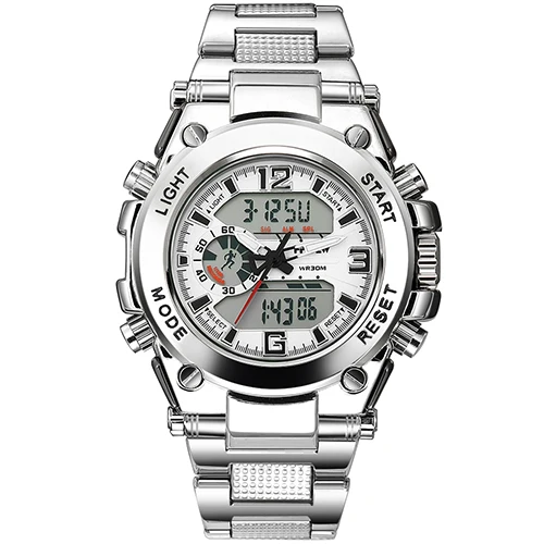 Мужские электронные светодиодный наручные часы HPOLW, брендовые военные спортивные часы, водонепроницаемые спортивные часы, мужские часы - Цвет: White