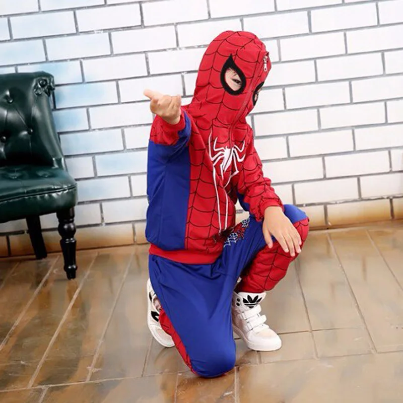 3-8Y Spiderman Baby Boys Clothing Sets Cotton Sport Suit Children Fashion Cool Spider Man Cosplay Costume Kids Tracksuit Clothes