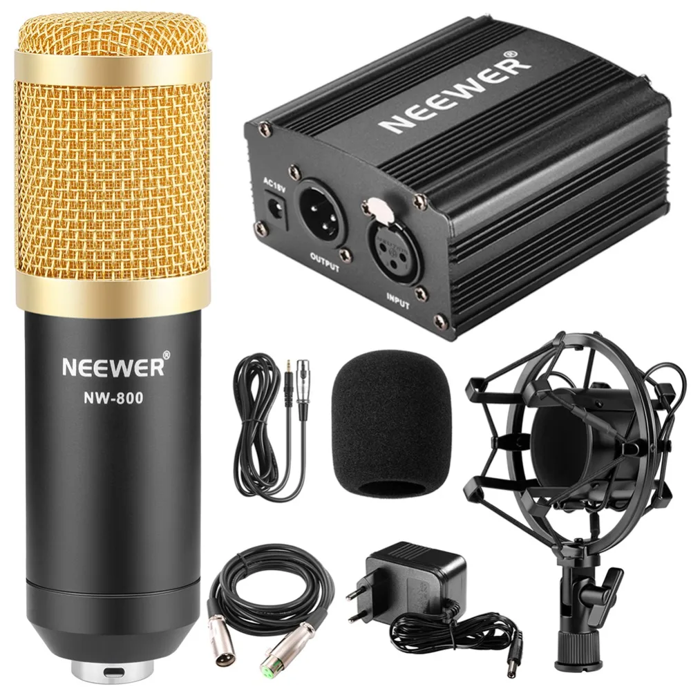 Neewer NW-800 микрофон и фантомный комплект питания: NW-800 микрофон + 48 В фантомное питание + адаптер питания + амортизирующее крепление + крышка из п... Neewer NW-800 микрофон и фантомный комплект питания: NW-800 микрофон + 48 В фантомное питание + адаптер питания + амортизирующее крепление + крышка из п...