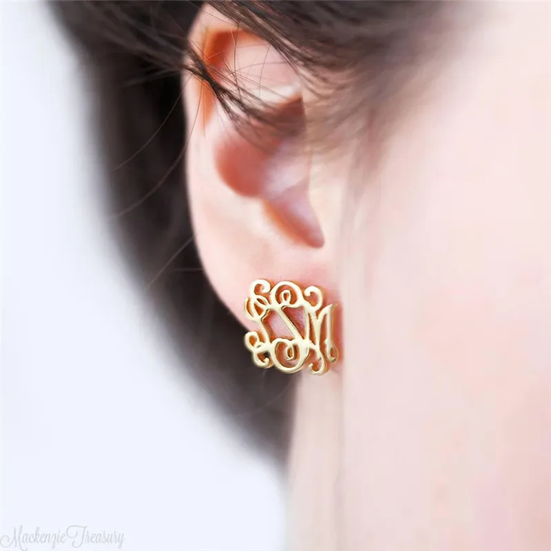 

Custom Earring Design Name 3 Letters Monogram Initials Stud Earrings for Women Girls Stainless Steel Earrings Set Earing Jewelry