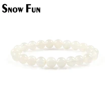 Весело снег 8 мм лунный камень Бусины браслет Лаки для Для женщин Девушка браслета
