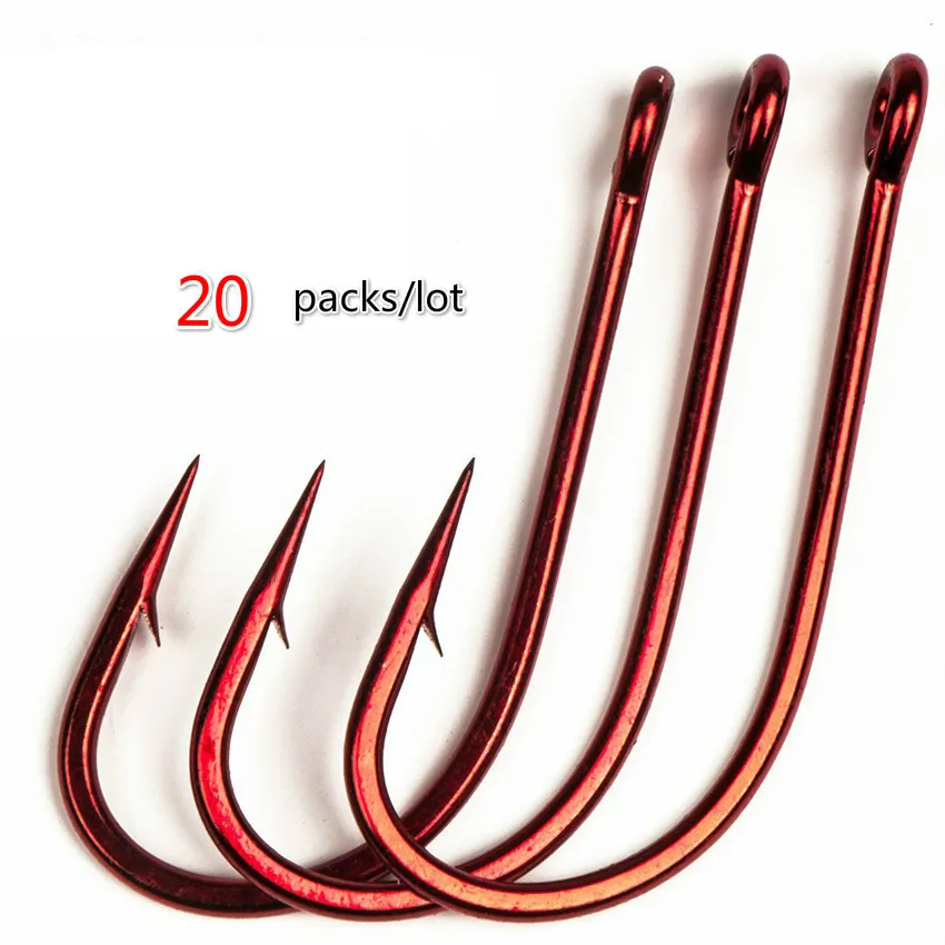 20 packs/lot MUSTAD hooks 7766np Red Tarpon hook blood barbed hook