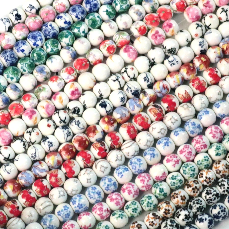 20 шт 8 мм 10 мм винтажные китайские керамические бусины подходят для ожерелья браслеты бусины-спейсеры для самостоятельного изготовления для изготовления ювелирных изделий круглые керамические бусины