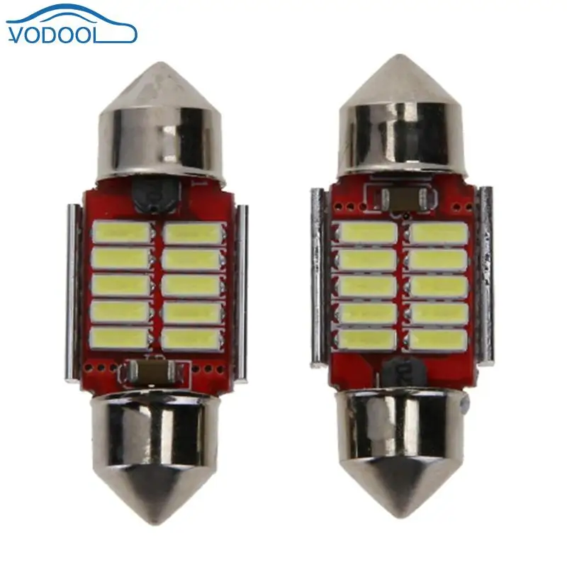 

VODOOL 2pcs LED Car Reading Lights 4014 12SMD 12V White Auto Light-emitting Diode Number License Plate Light Bulbs 1.8W