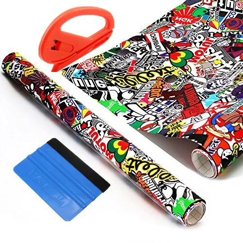 DIY 60/"x20/"Panda Cartoon Graffiti Car Sticker Decal Vinyl+4Pcs Car Stickers Tool