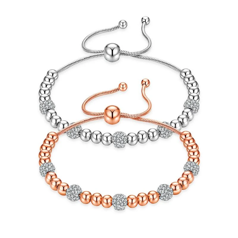 DoreenBeads модный браслет из нержавеющей стали серебряный цвет розовое золото бусины