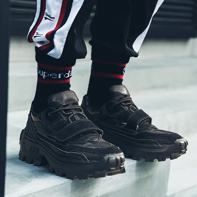 Gancho Homens Preto Kanye Masculino Grosso Sapatilhas Fundo Sapatos Hombre Tenis Dos West Dança Laço De branco Hop Zapatos Hip AvnH4