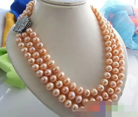 

Free Shipping 1044 PINK ROUND FRESHWATER CULTURED PEARL NECKLACE SHELL